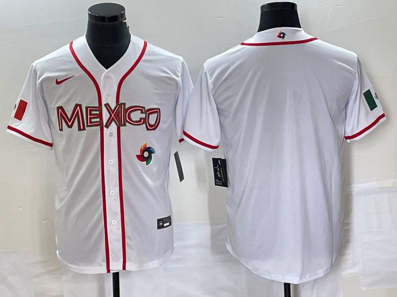 Men 2023 World Cub Mexico Blank White Nike MLB Jersey16->more jerseys->MLB Jersey